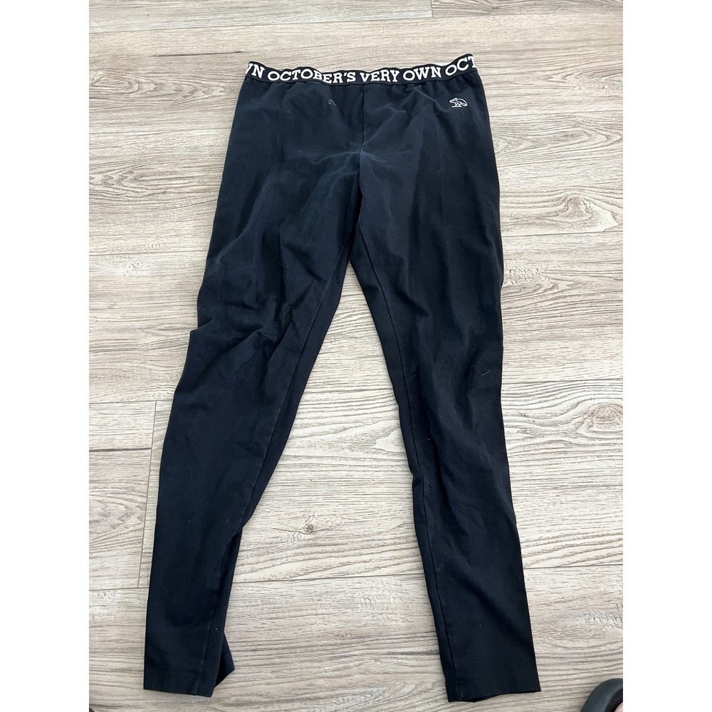 OVO October's Very Own Women's Black Leggings Size L Made in Canada Owl Logo